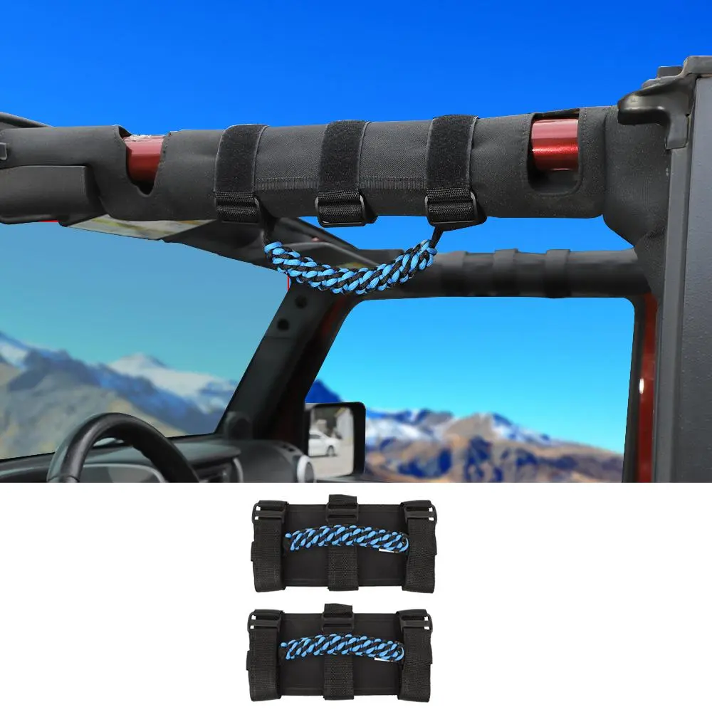 For Jeep Wrangler JL JT JK YJ TJ 2X Roll Bar Grab Handle Top Paracord Grip Handle Wide Style - Image 17