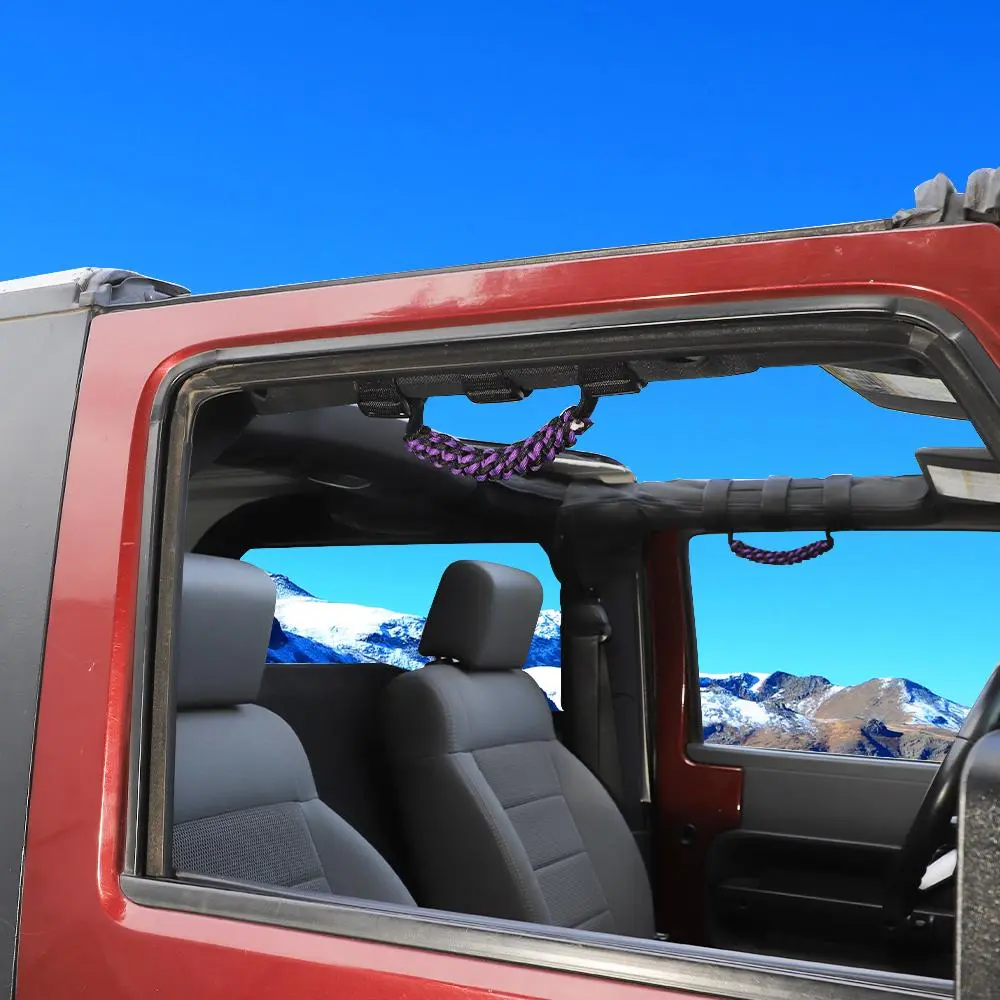 For Jeep Wrangler JL JT JK YJ TJ 2X Roll Bar Grab Handle Top Paracord Grip Handle Wide Style - Image 3
