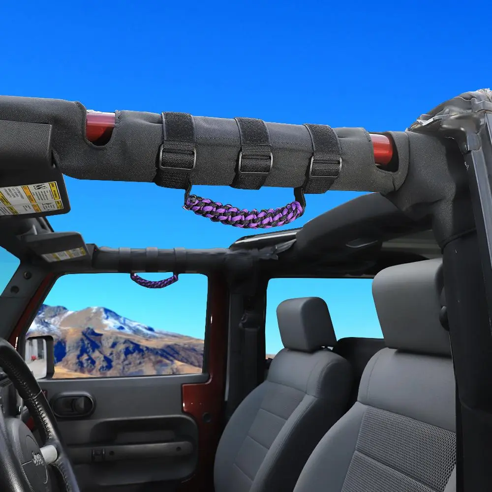 For Jeep Wrangler JL JT JK YJ TJ 2X Roll Bar Grab Handle Top Paracord Grip Handle Wide Style - Image 4