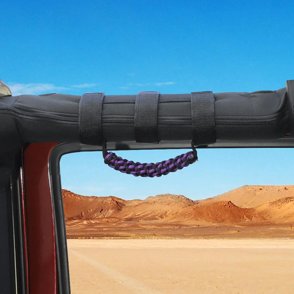 For Jeep Wrangler JL JT JK YJ TJ 2X Roll Bar Grab Handle Top Paracord Grip Handle Wide Style - Image 5