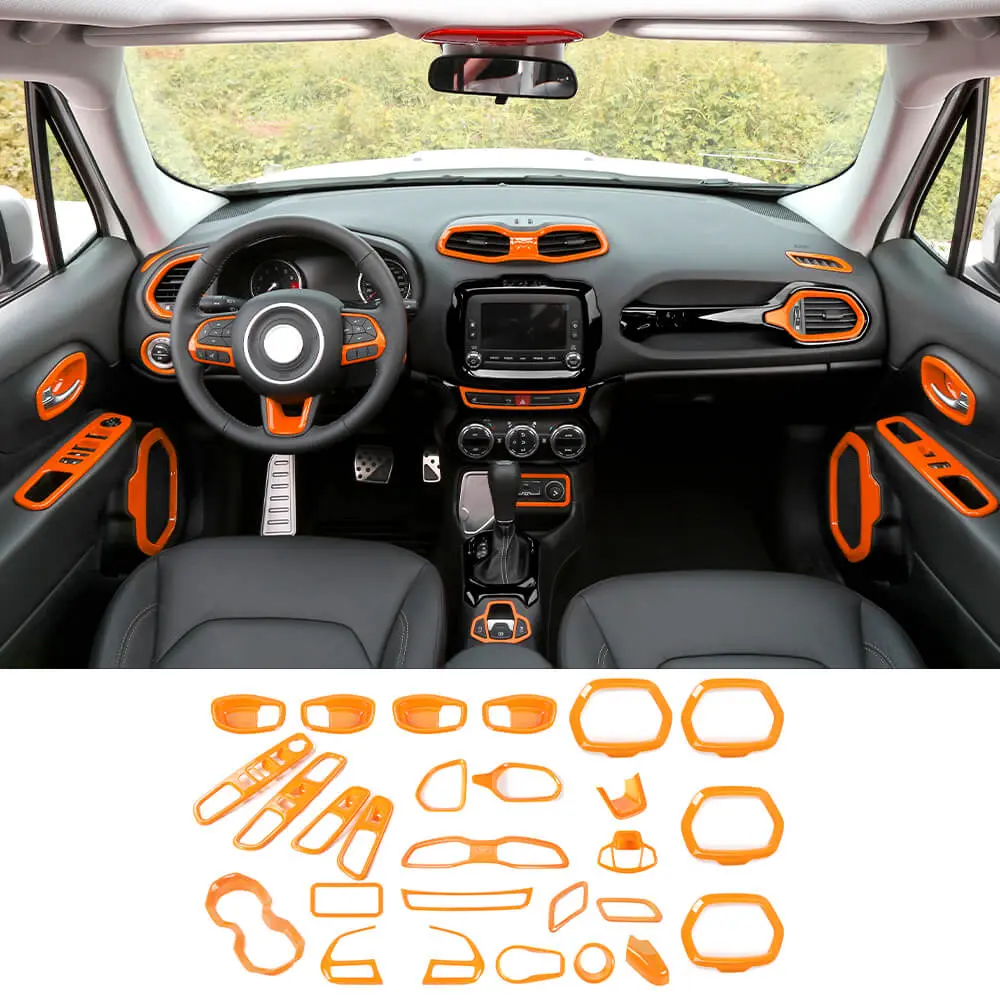 For 2015-2017 Jeep Renegade 31pcs Full Set Interior Decoration Trim Kit Cover - Image 11