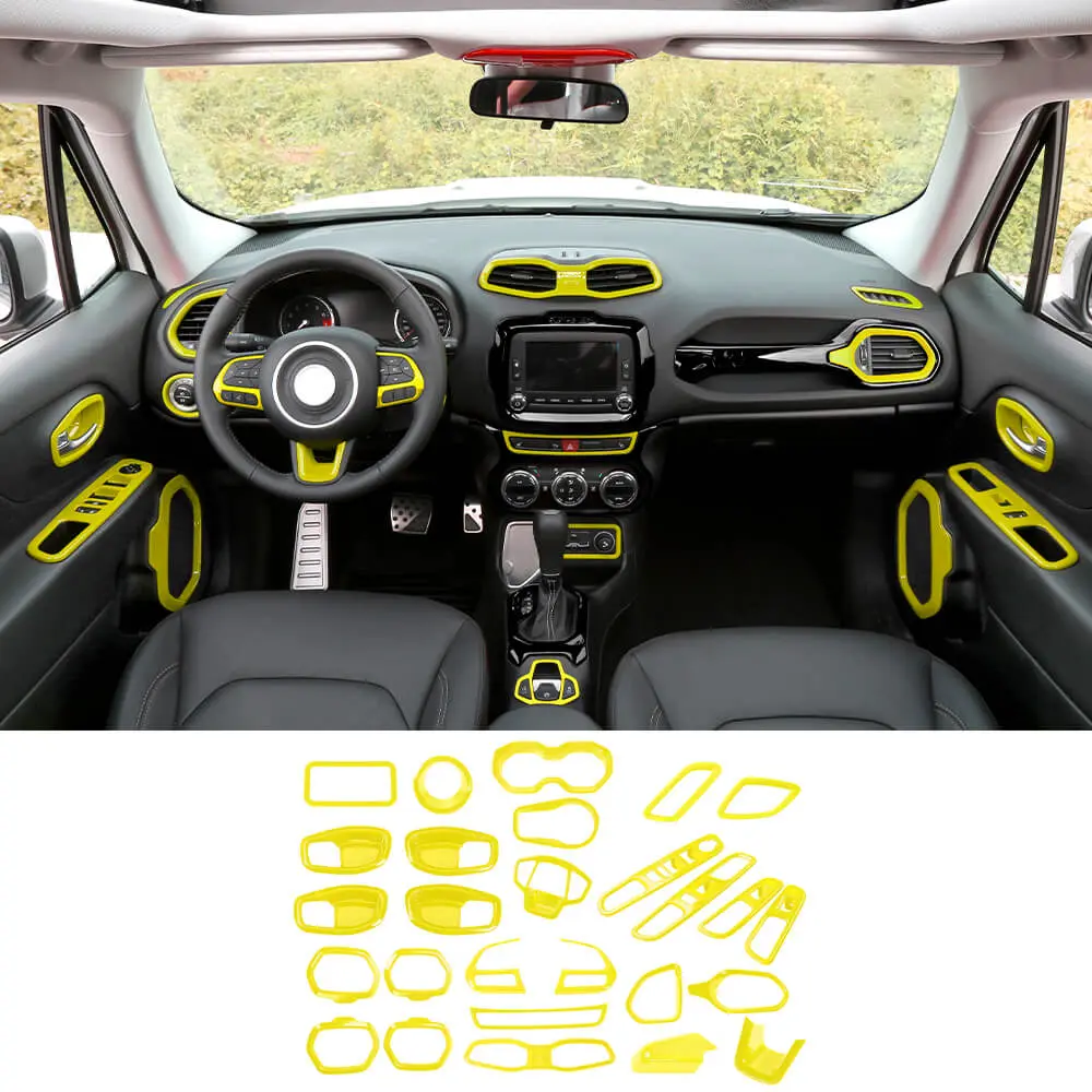 For 2015-2017 Jeep Renegade 31pcs Full Set Interior Decoration Trim Kit Cover - Image 12