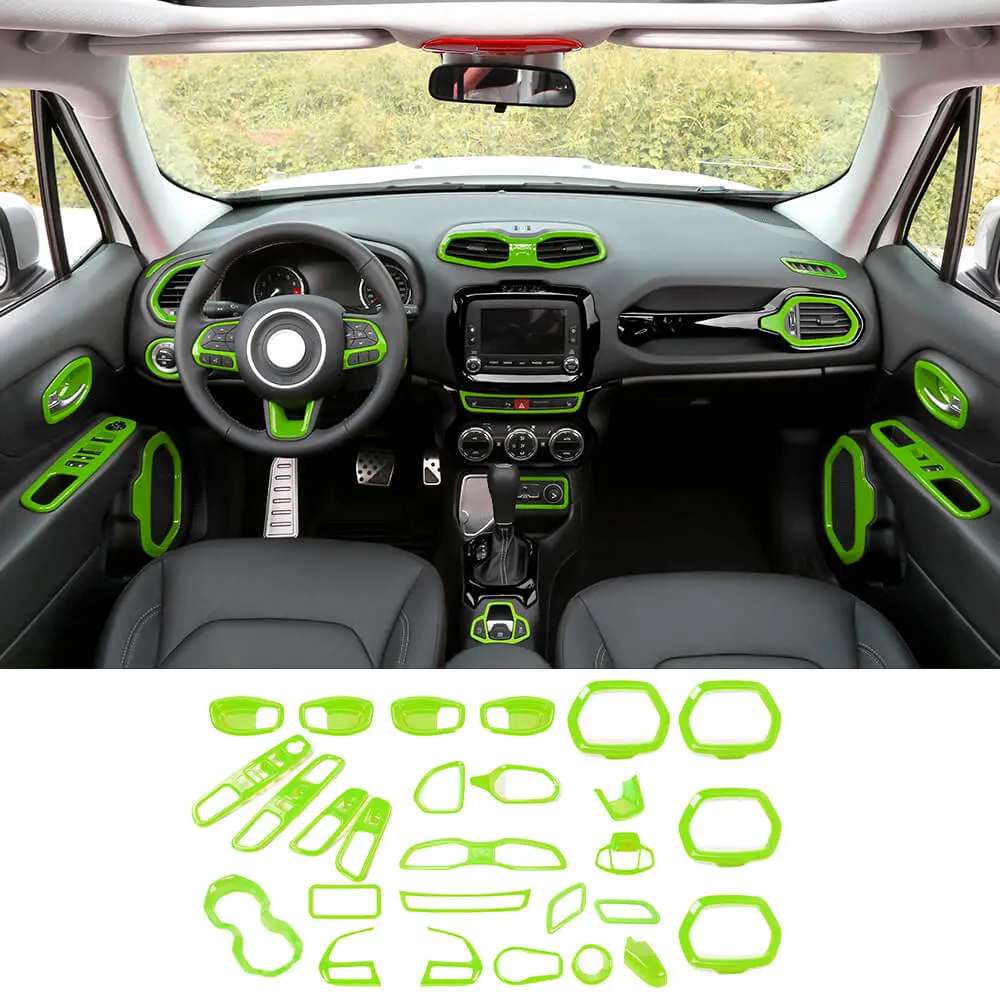 For 2015-2017 Jeep Renegade 31pcs Full Set Interior Decoration Trim Kit Cover - Image 13