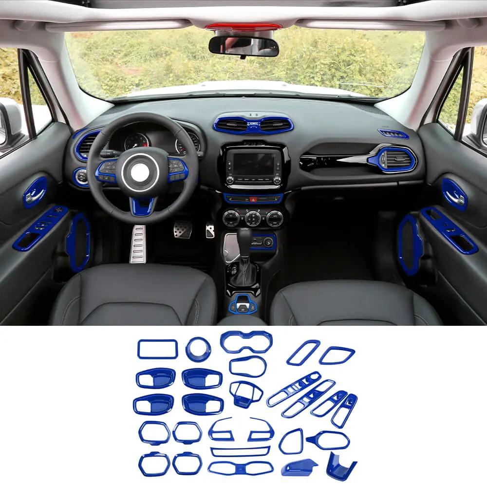 For 2015-2017 Jeep Renegade 31pcs Full Set Interior Decoration Trim Kit Cover - Image 14