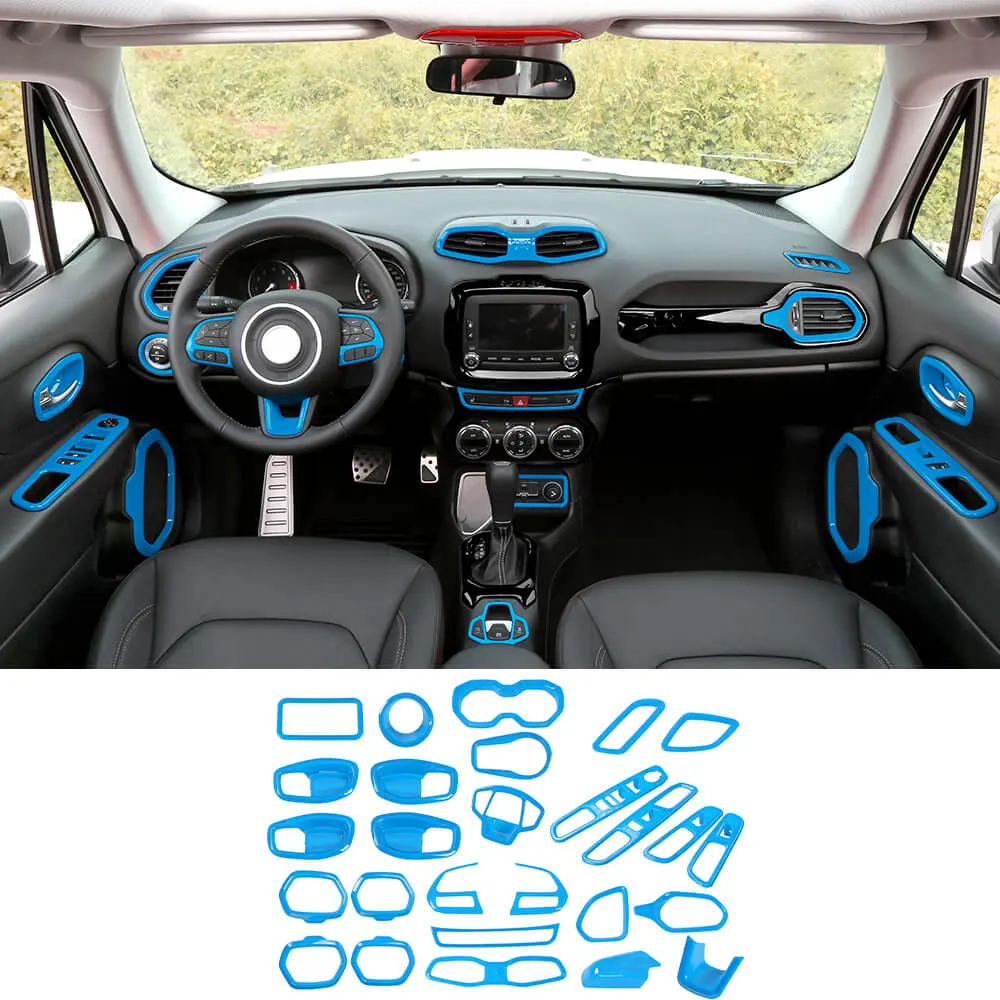 For 2015-2017 Jeep Renegade 31pcs Full Set Interior Decoration Trim Kit Cover - Image 15