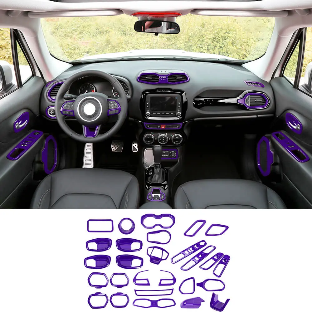 For 2015-2017 Jeep Renegade 31pcs Full Set Interior Decoration Trim Kit Cover - Image 16