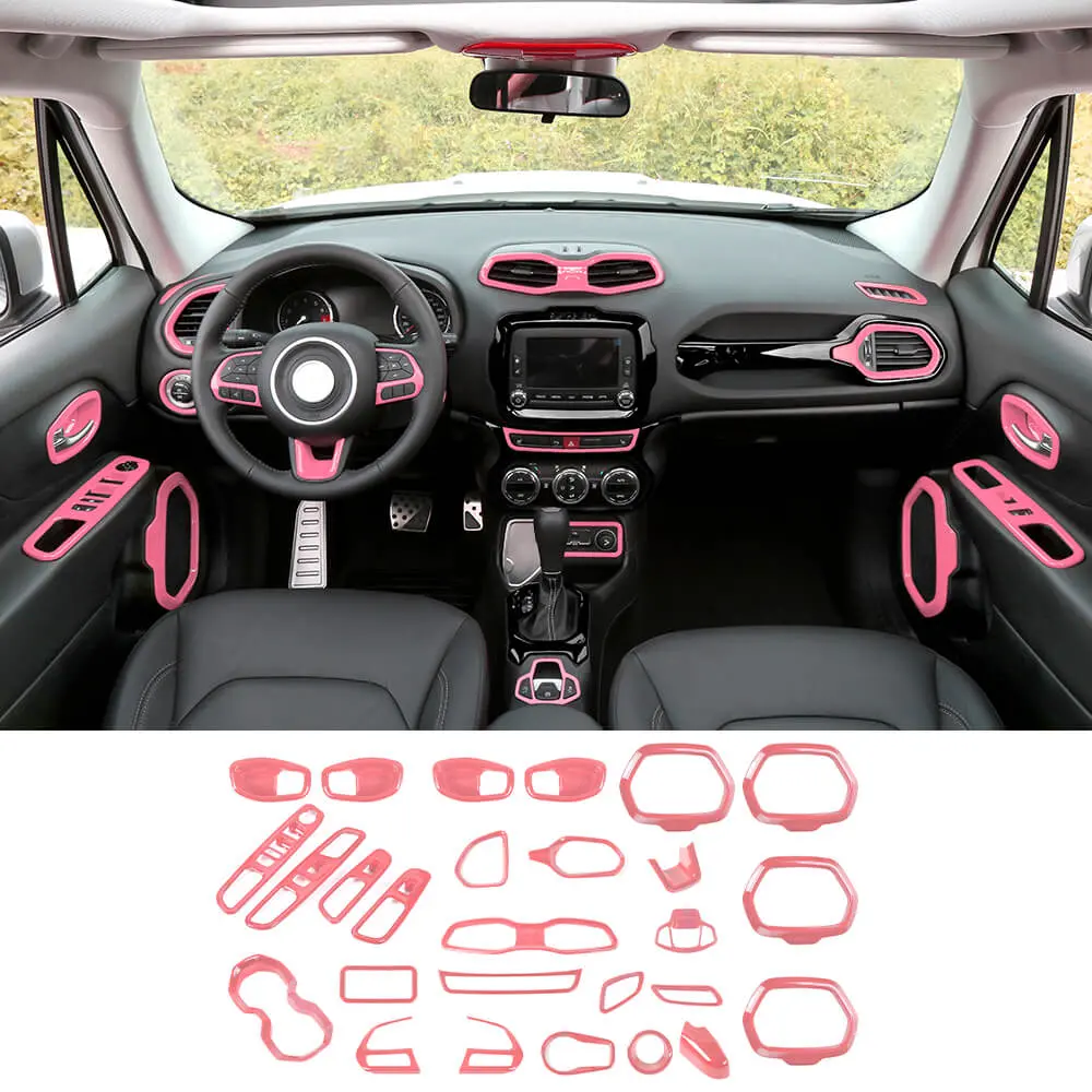 For 2015-2017 Jeep Renegade 31pcs Full Set Interior Decoration Trim Kit Cover - Image 17