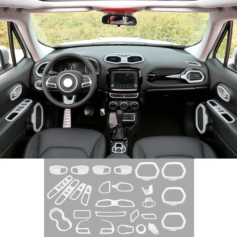 For 2015-2017 Jeep Renegade 31pcs Full Set Interior Decoration Trim Kit Cover - Image 18