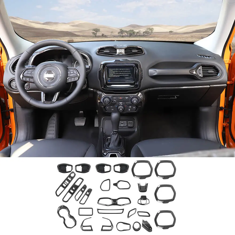For 2015-2017 Jeep Renegade 31pcs Full Set Interior Decoration Trim Kit Cover - Image 19