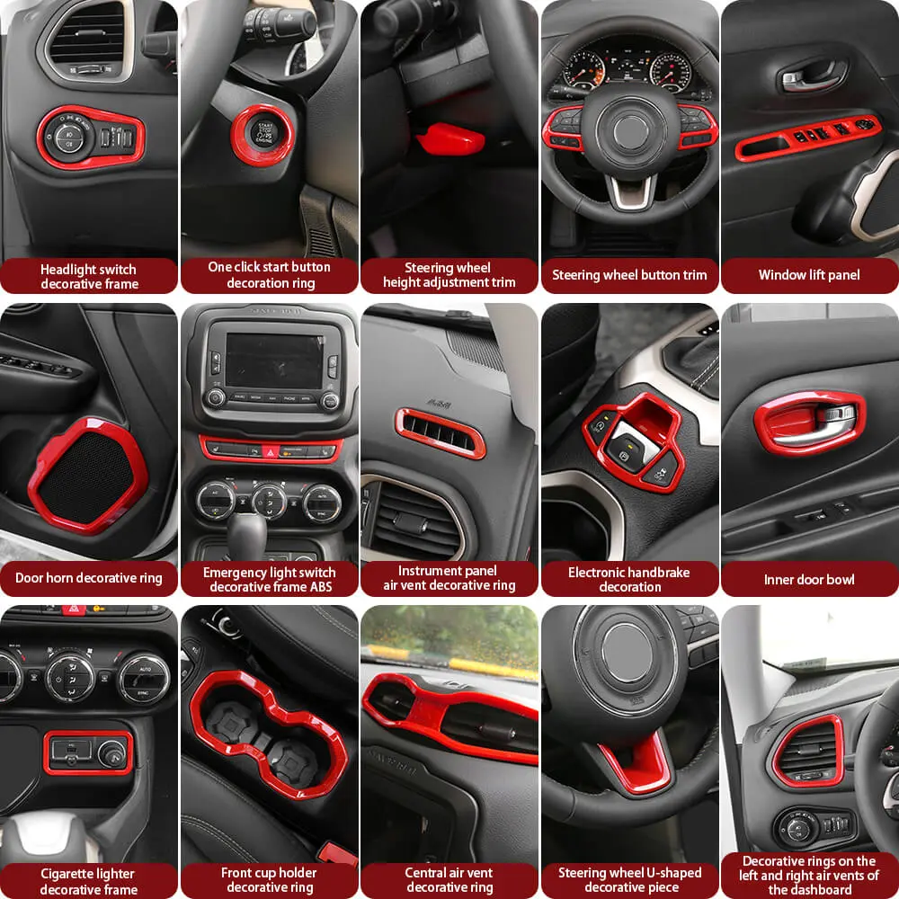 For 2015-2017 Jeep Renegade 31pcs Full Set Interior Decoration Trim Kit Cover - Image 5