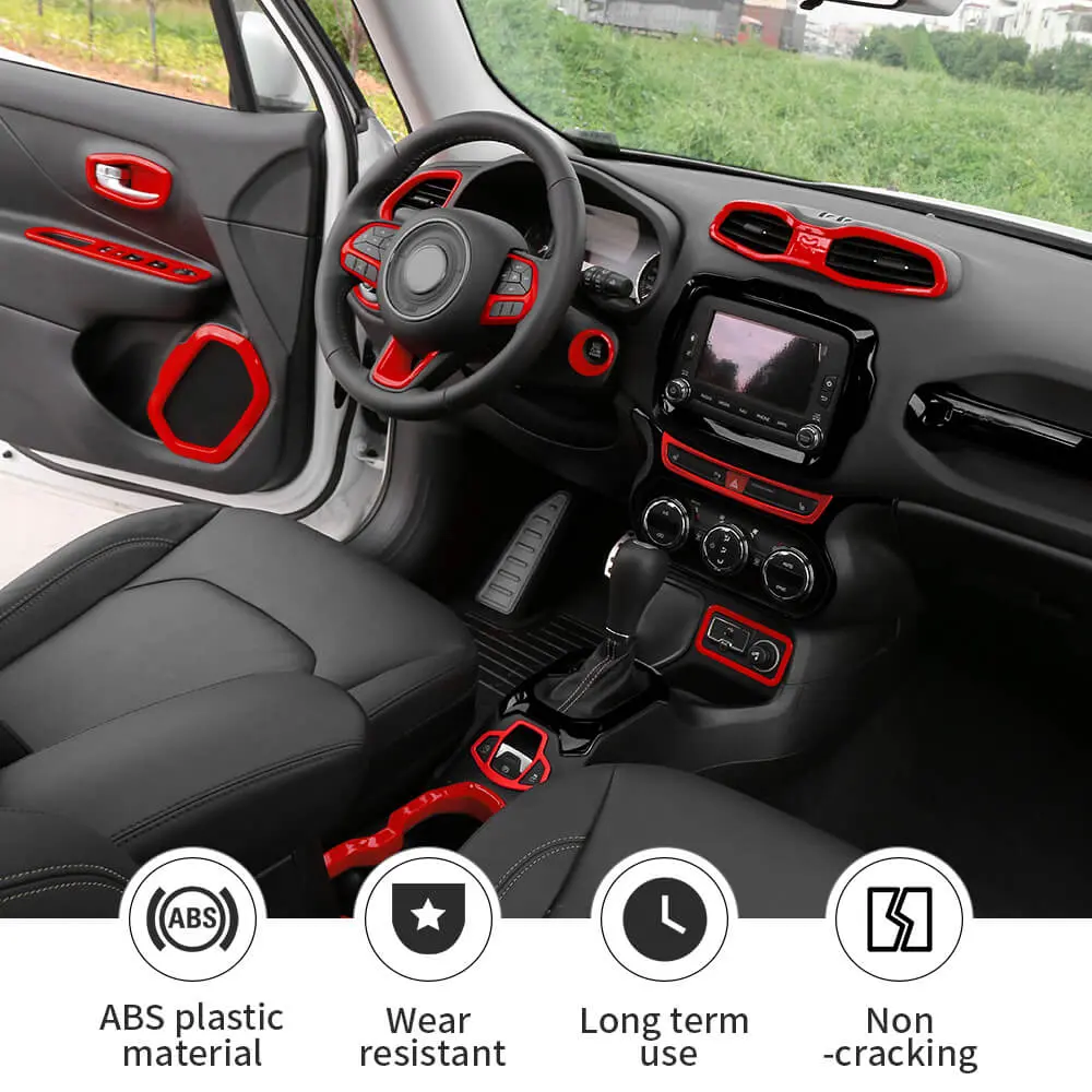For 2015-2017 Jeep Renegade 31pcs Full Set Interior Decoration Trim Kit Cover - Image 6