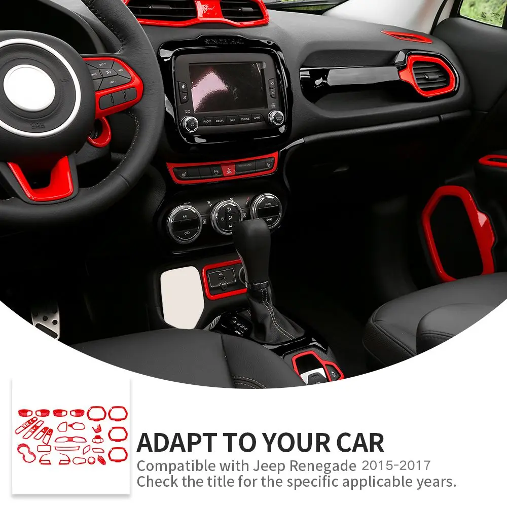 For 2015-2017 Jeep Renegade 31pcs Full Set Interior Decoration Trim Kit Cover - Image 8