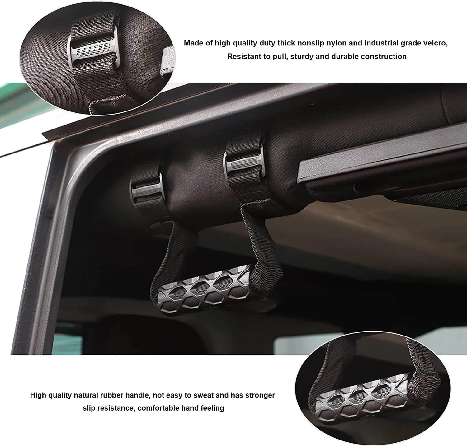 For Jeep Wrangler YJ CJ TJ JK JKU JL JLU & Gladiator JT 4 x Roll Bar Grab Handles Grip Handle - Image 5