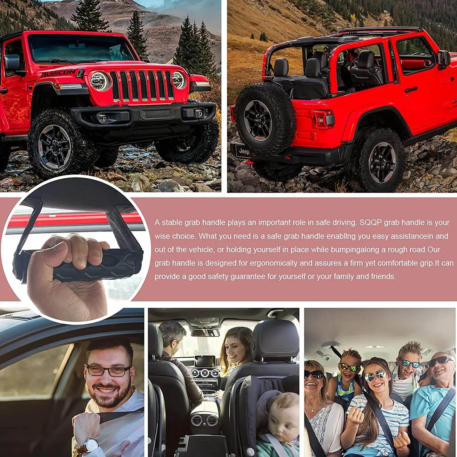 For Jeep Wrangler YJ CJ TJ JK JKU JL JLU & Gladiator JT 4 x Roll Bar Grab Handles Grip Handle - Image 6