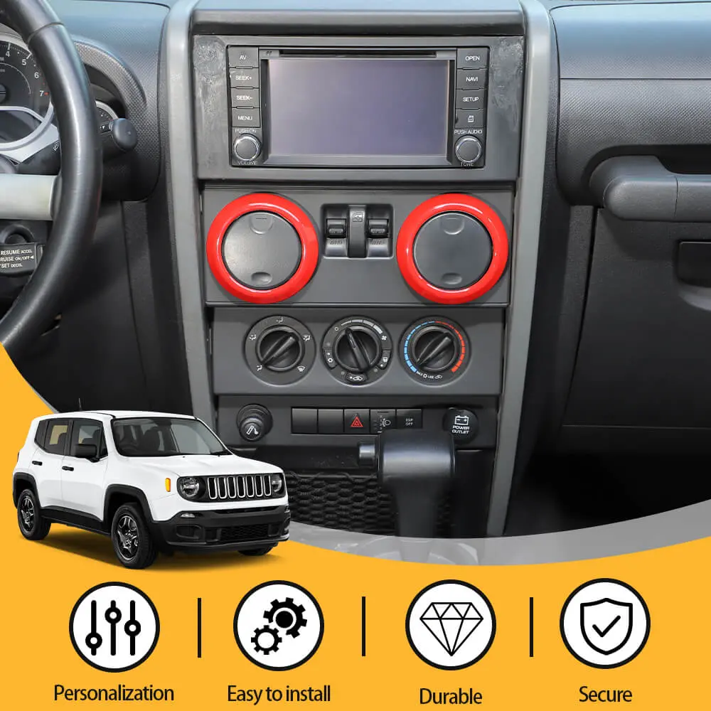 For 2007-2010 Jeep Wrangler JK JKU 4pcs AC Air Conditioning Vent Cover Trim Decoration Ring - Image 5