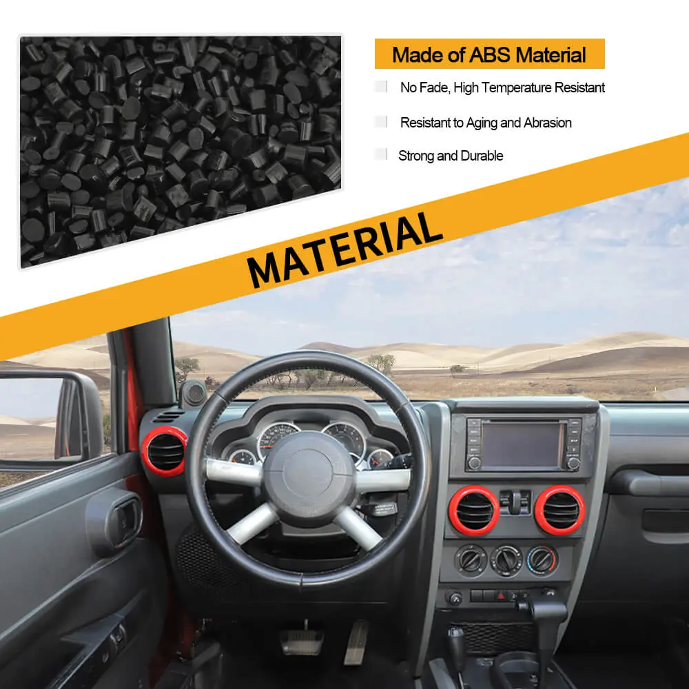 For 2007-2010 Jeep Wrangler JK JKU 4pcs AC Air Conditioning Vent Cover Trim Decoration Ring - Image 6