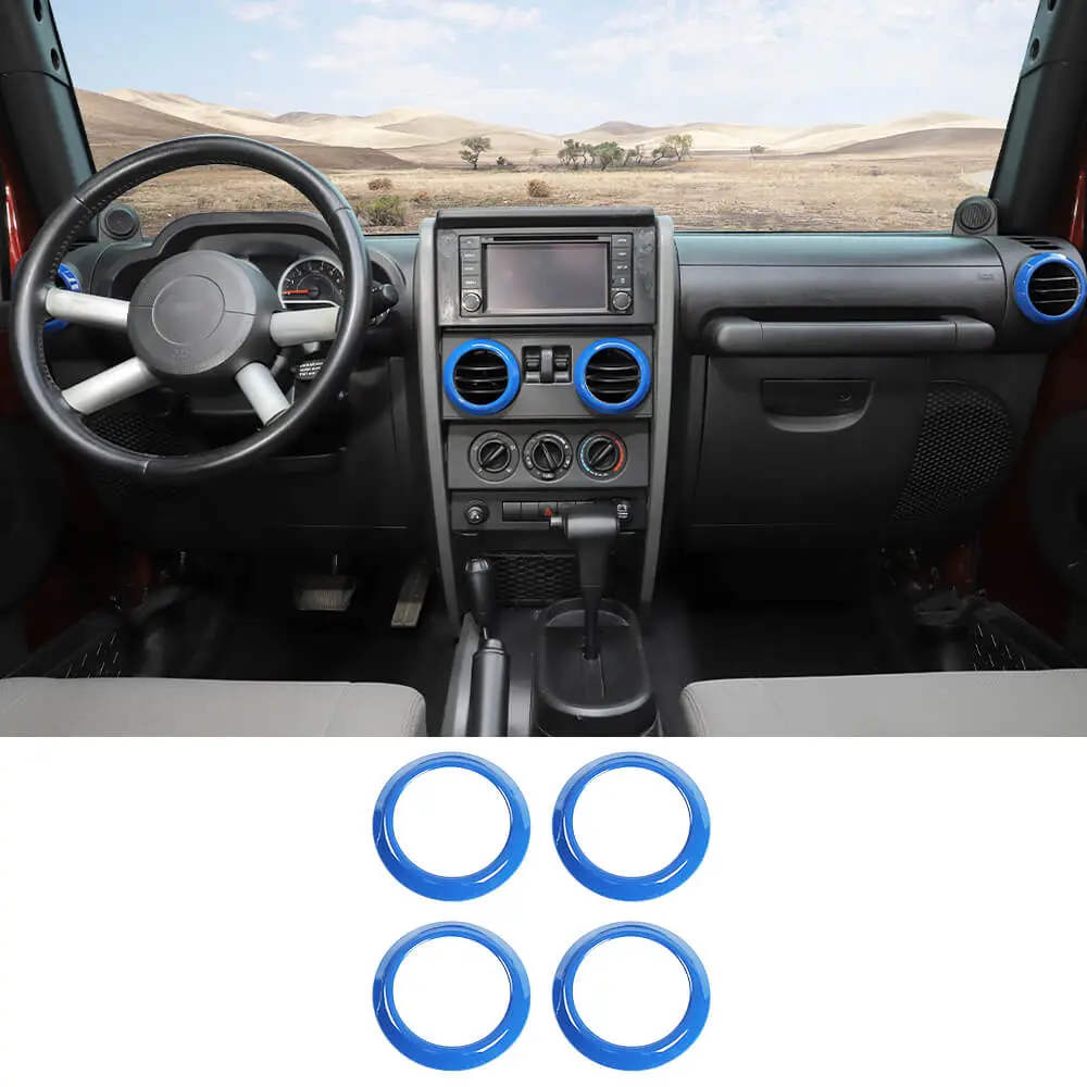 For 2007-2010 Jeep Wrangler JK JKU 4pcs AC Air Conditioning Vent Cover Trim Decoration Ring - Image 8