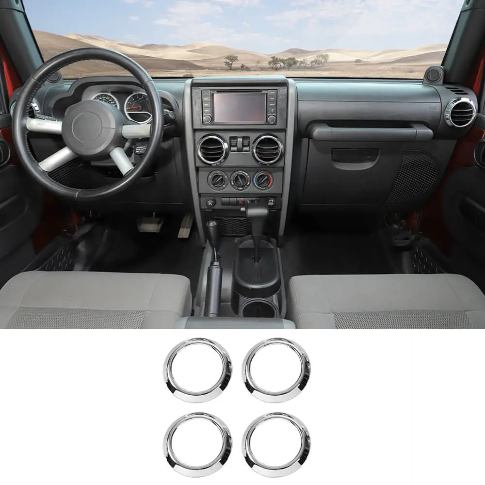 For 2007-2010 Jeep Wrangler JK JKU 4pcs AC Air Conditioning Vent Cover Trim Decoration Ring - Image 9