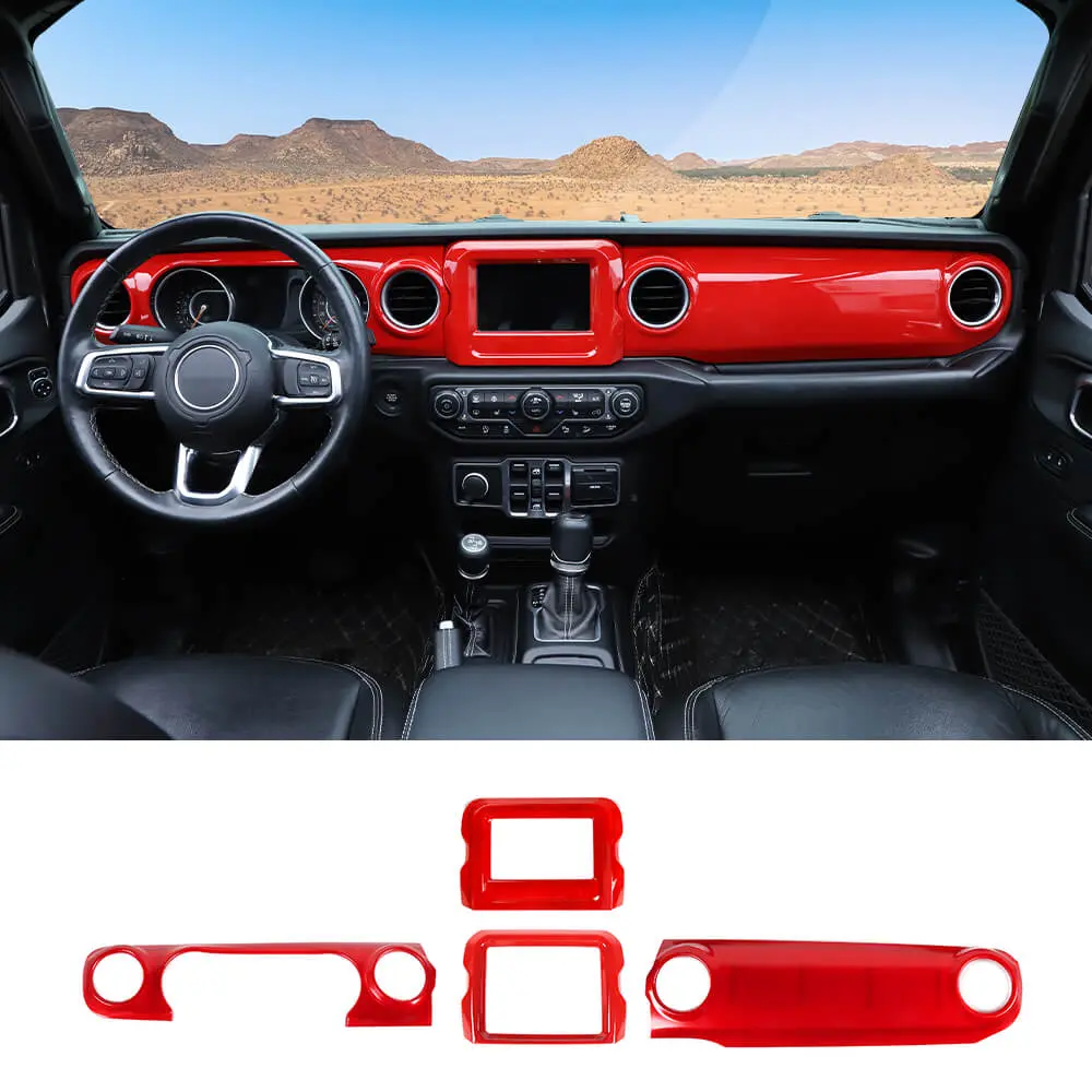For 2018-2023 Jeep Wrangler JL JLU & Gladiator JT 4PCS Central Navigation Cover Console Panel Trim
