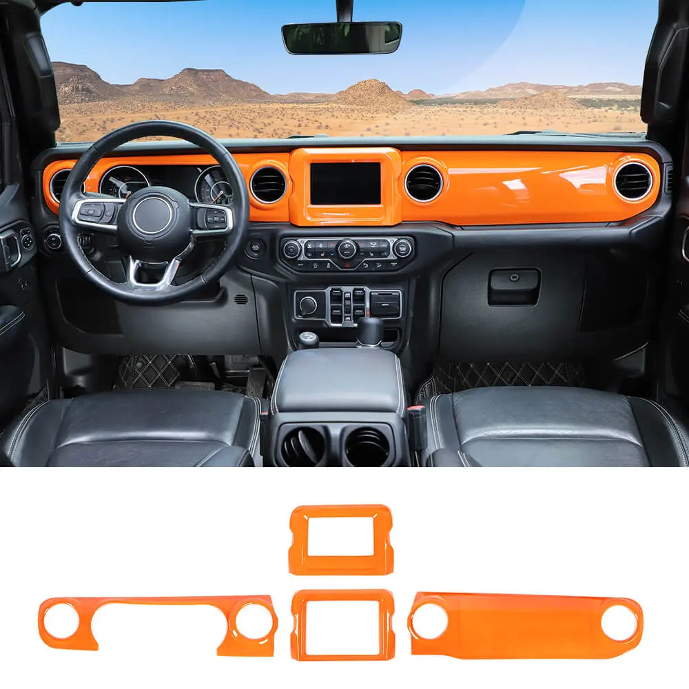 For 2018-2023 Jeep Wrangler JL JLU & Gladiator JT 4PCS Central Navigation Cover Console Panel Trim - Image 11