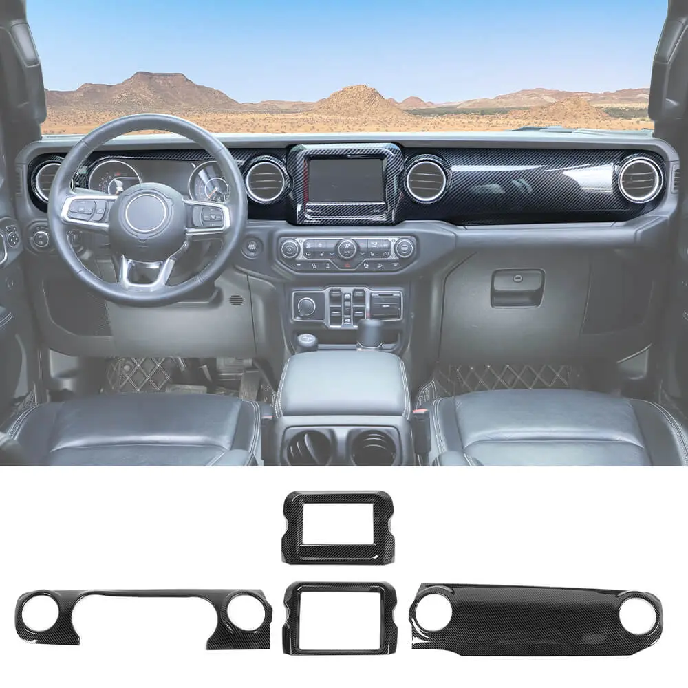 For 2018-2023 Jeep Wrangler JL JLU & Gladiator JT 4PCS Central Navigation Cover Console Panel Trim - Image 12