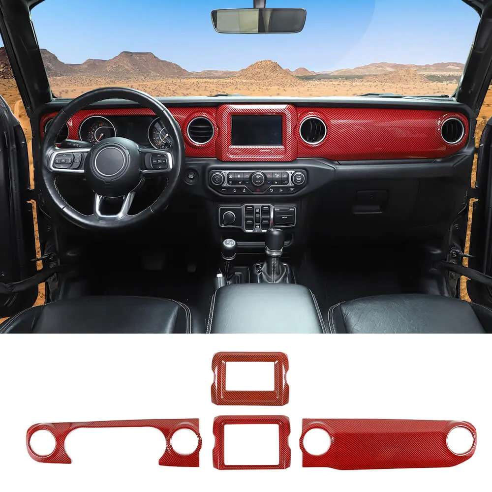 For 2018-2023 Jeep Wrangler JL JLU & Gladiator JT 4PCS Central Navigation Cover Console Panel Trim - Image 15