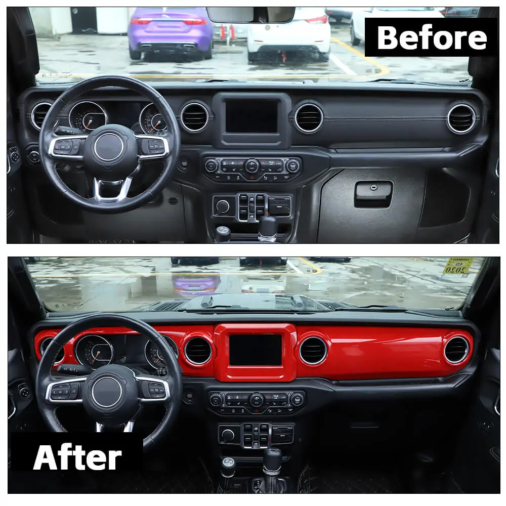 For 2018-2023 Jeep Wrangler JL JLU & Gladiator JT 4PCS Central Navigation Cover Console Panel Trim - Image 2