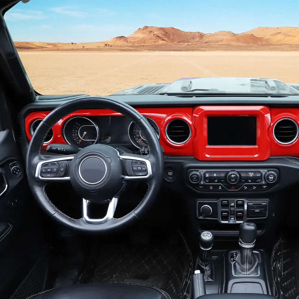 For 2018-2023 Jeep Wrangler JL JLU & Gladiator JT 4PCS Central Navigation Cover Console Panel Trim - Image 3