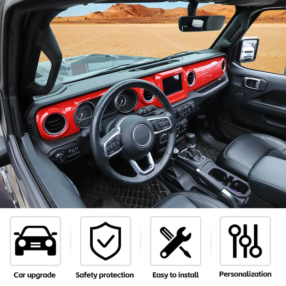 For 2018-2023 Jeep Wrangler JL JLU & Gladiator JT 4PCS Central Navigation Cover Console Panel Trim - Image 5