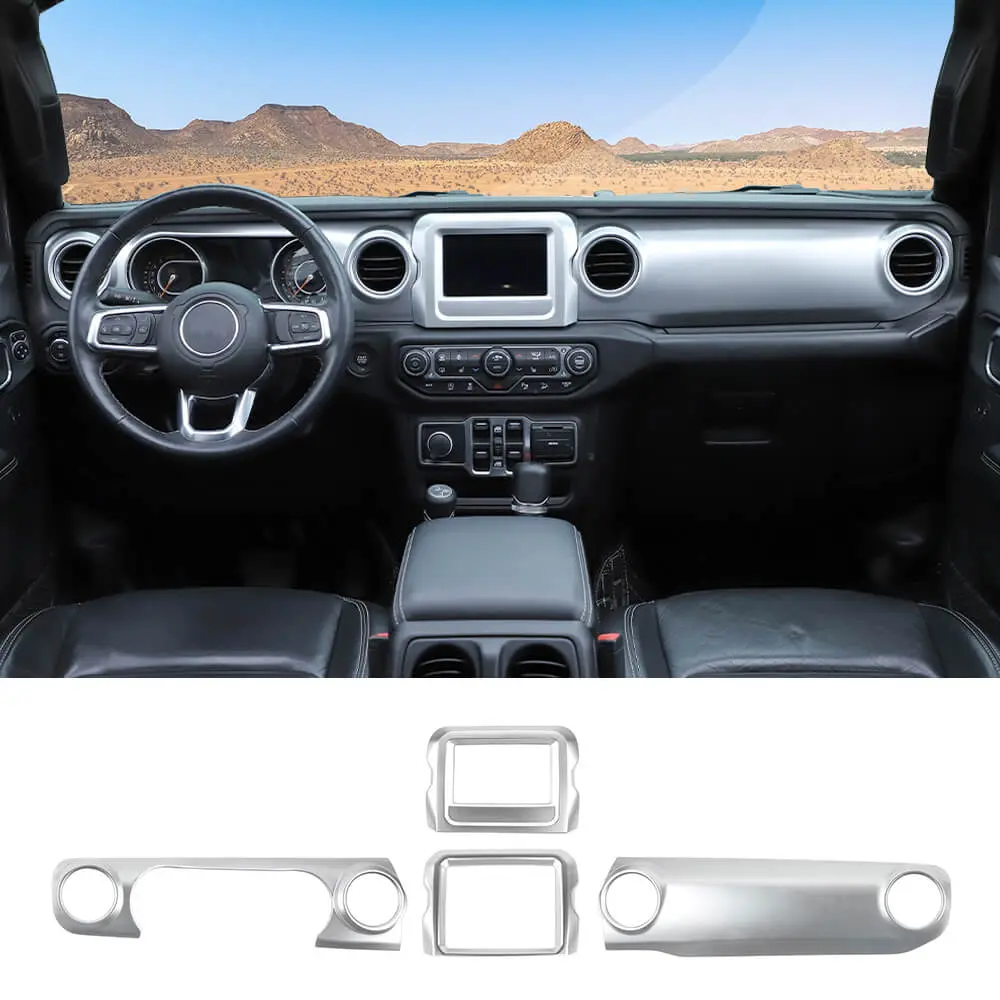 For 2018-2023 Jeep Wrangler JL JLU & Gladiator JT 4PCS Central Navigation Cover Console Panel Trim - Image 8