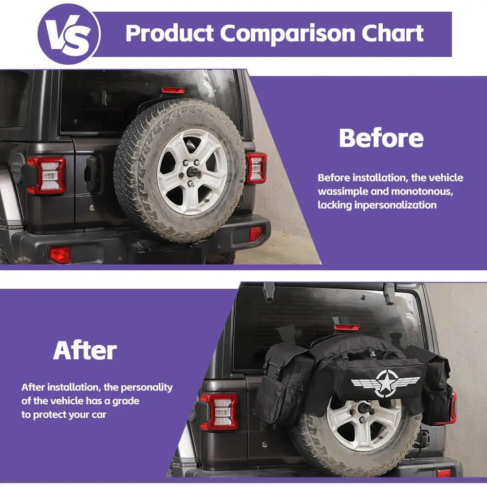 For Jeep Wrangler TJ JK JL 4PCS Spare Tire Storage Bag Cargo Organizer Bag Kit - Image 2