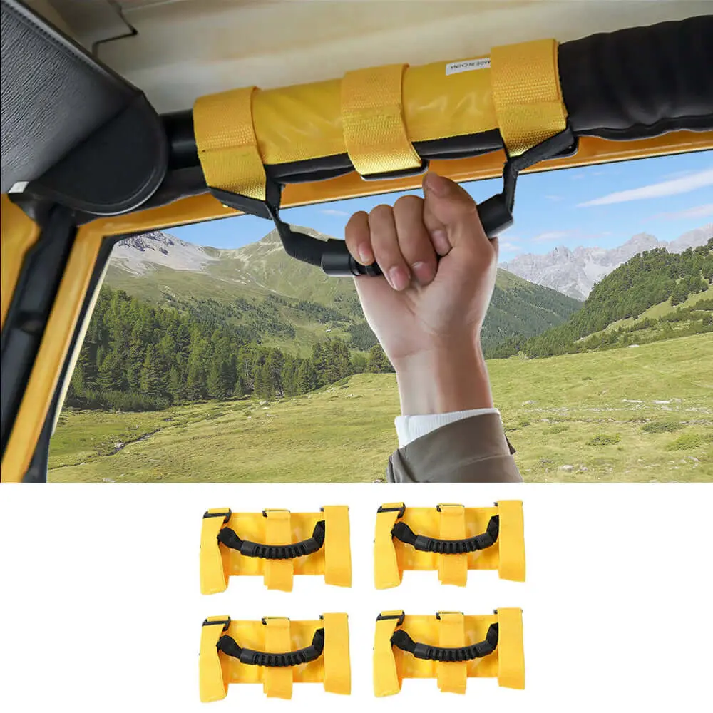 For Jeep Wrangler JK JL CJ YJ TJ JT 4PCS Top Roll Bar Grab Handles - Image 11