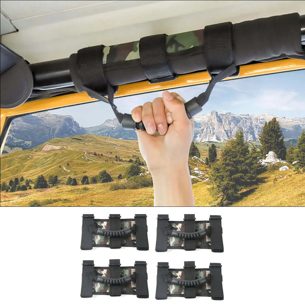 For Jeep Wrangler JK JL CJ YJ TJ JT 4PCS Top Roll Bar Grab Handles - Image 13