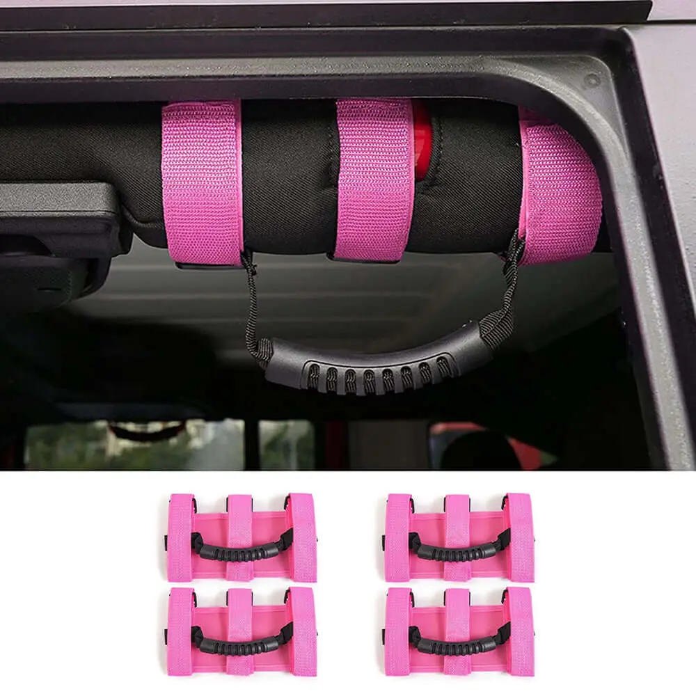 For Jeep Wrangler JK JL CJ YJ TJ JT 4PCS Top Roll Bar Grab Handles - Image 9