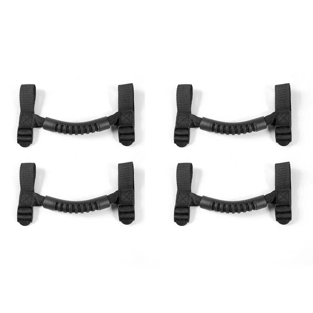 For Jeep Universal 4-Door Top Roll Bar Grab Handles Grip Black - Image 5