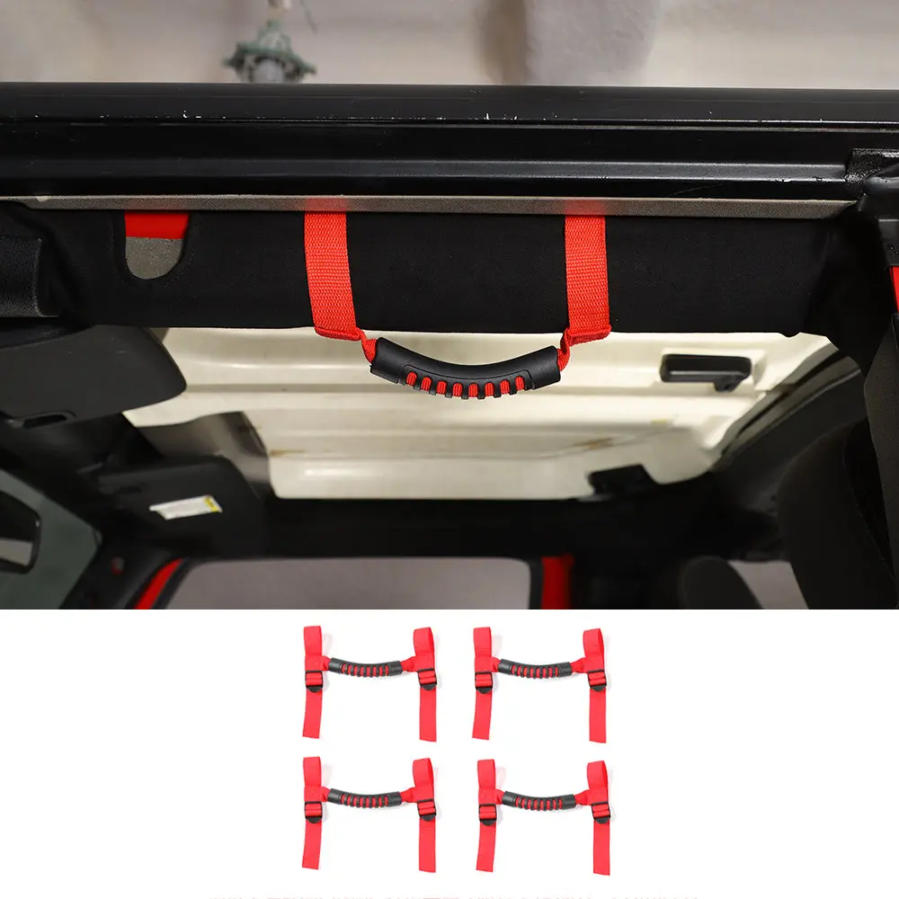For Jeep Universal 4-Door Top Roll Bar Grab Handles Grip Black - Image 8