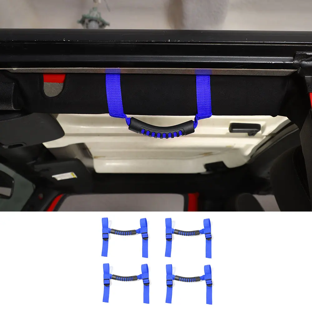 For Jeep Universal 4-Door Top Roll Bar Grab Handles Grip Black - Image 9