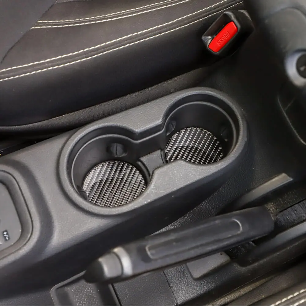For 2011-2018 Jeep Wrangler JK 4X Cup Holder Mats Coaster Pad Trim Carbon Fiber - Image 3