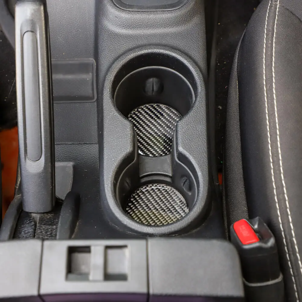 For 2011-2018 Jeep Wrangler JK 4X Cup Holder Mats Coaster Pad Trim Carbon Fiber - Image 5