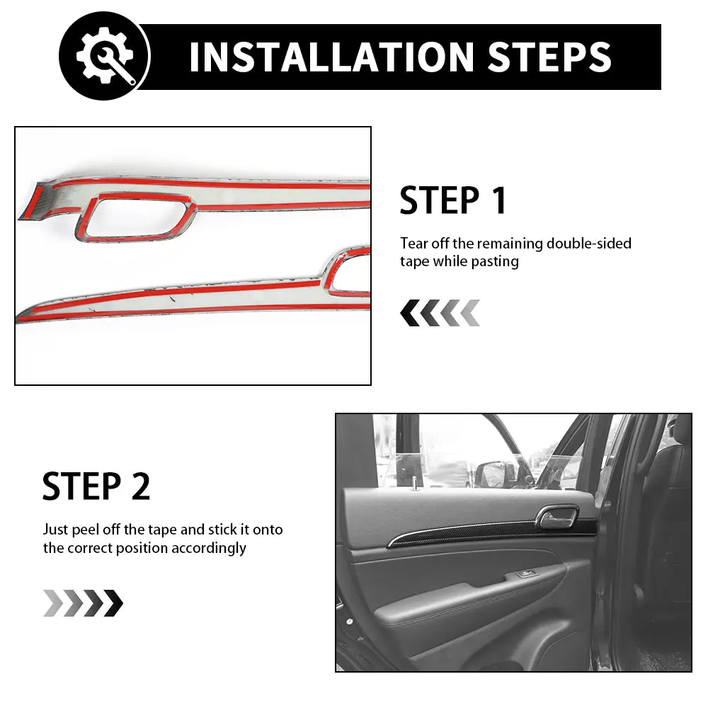 For 2011-2021 Jeep Grand Cherokee WK2 4X Inner Door Handle Trim Decor Cover - Image 8