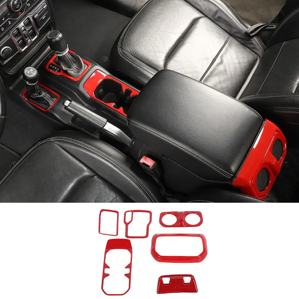 For 2018+ Jeep Wrangler JL, JLU & Gladiator JT 6PCS Gear Shift, Cup Holder & Rear Air Vent Accent Trim Kit