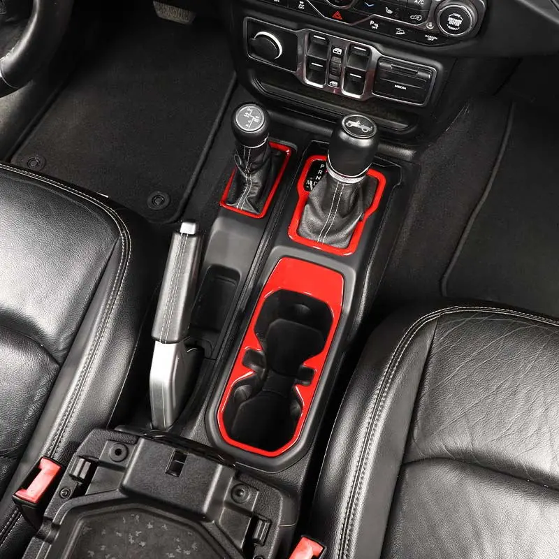 For 2018+ Jeep Wrangler JL, JLU & Gladiator JT 6PCS Gear Shift, Cup Holder & Rear Air Vent Accent Trim Kit - Image 3