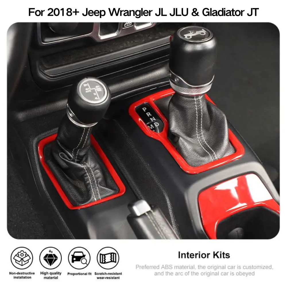 For 2018+ Jeep Wrangler JL, JLU & Gladiator JT 6PCS Gear Shift, Cup Holder & Rear Air Vent Accent Trim Kit - Image 5