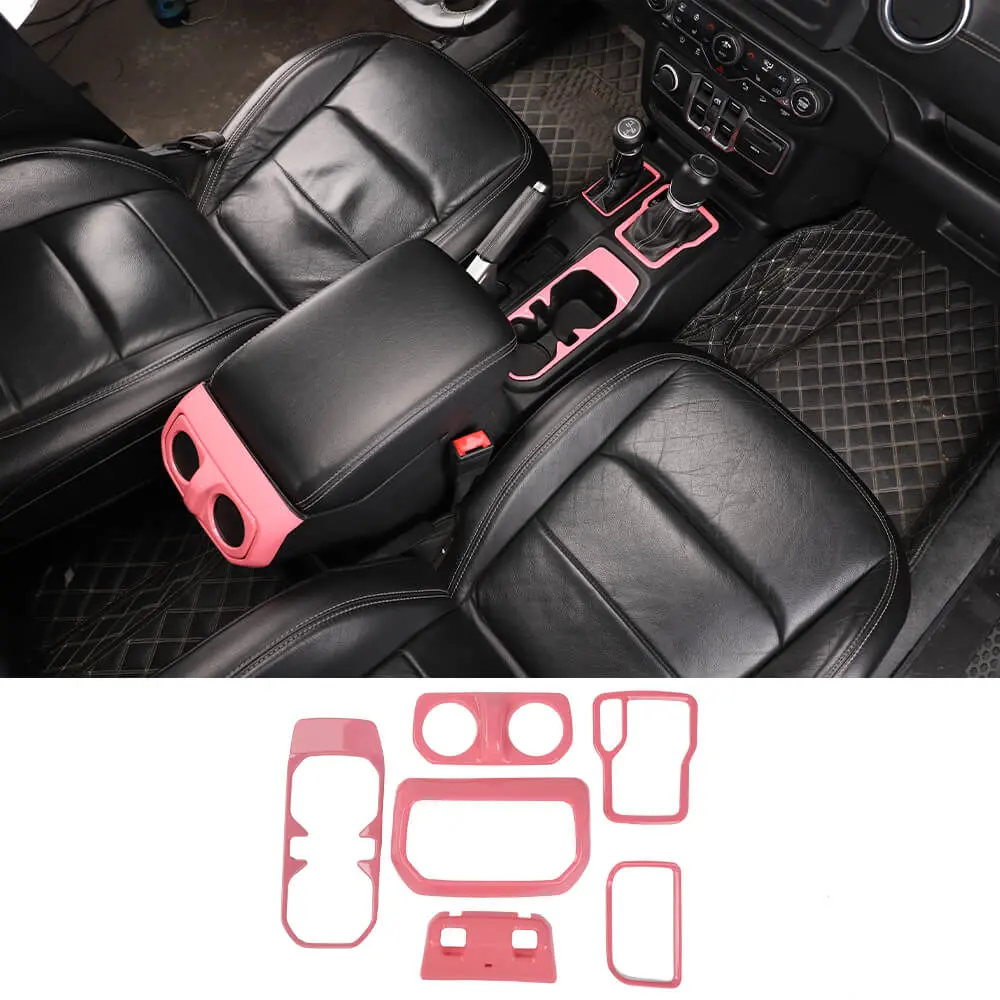 For 2018+ Jeep Wrangler JL, JLU & Gladiator JT 6PCS Gear Shift, Cup Holder & Rear Air Vent Accent Trim Kit - Image 8