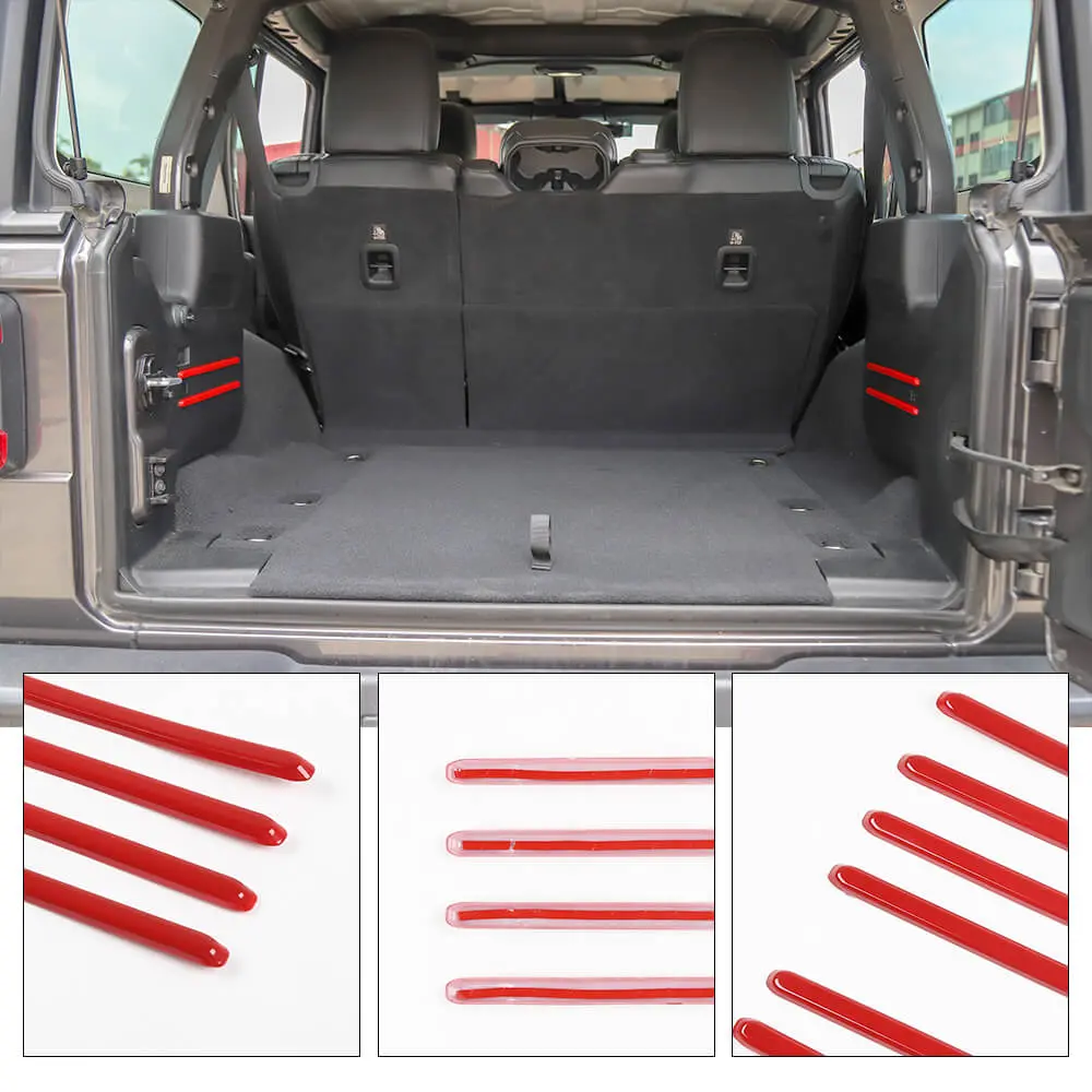 For 2018+ Jeep Wrangler JL 6PCS Rear Tail Trunk Cargo Strip Cover Trim - Image 7