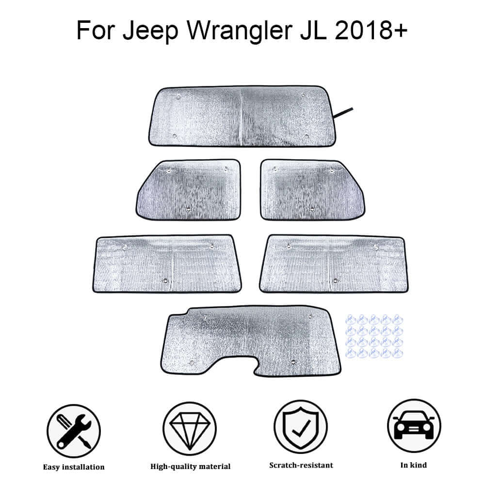 For 2018+ Jeep Wrangler JL 2 Door 6pcs Windshield Full Window Sun Shade Heat Visor Shield Cover - Image 8
