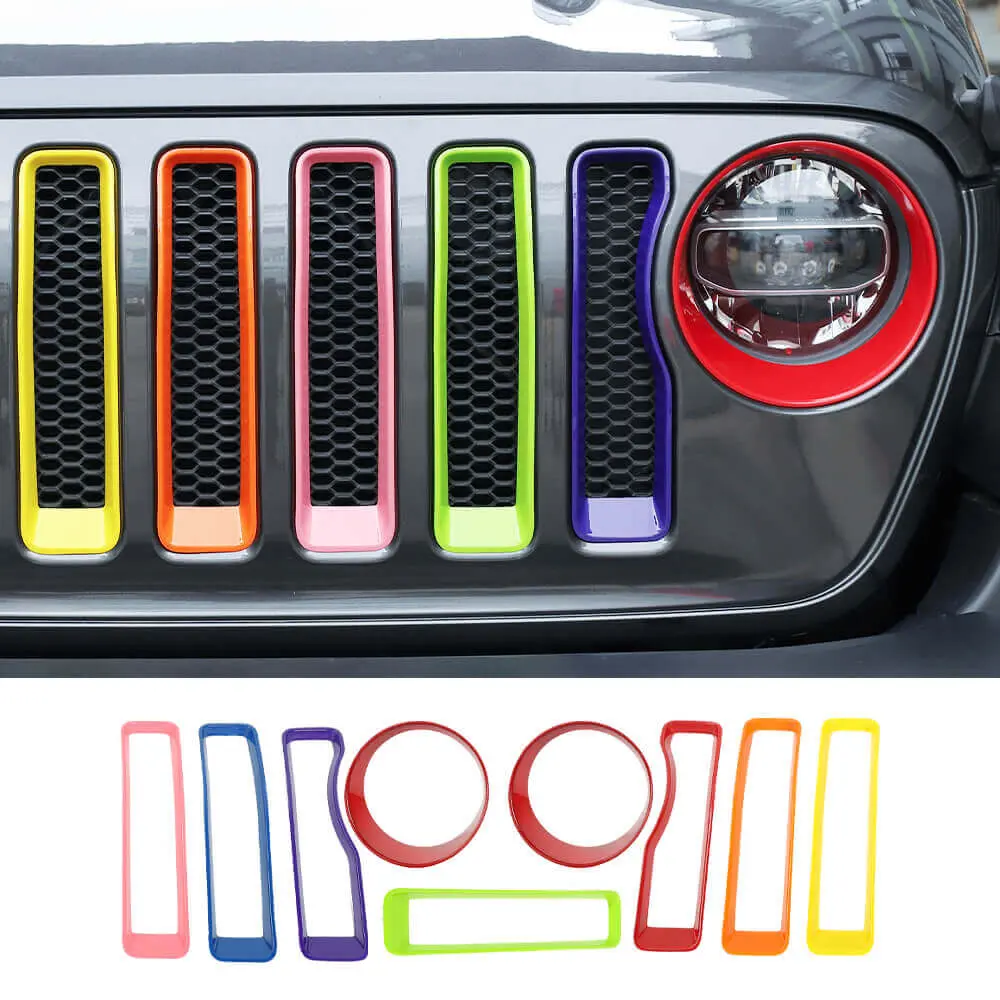 For 2018-2023 Jeep Wrangler JL Sport 7 Colors Grille Inserts & Headlight Bezels Trim(Does Not Fit 4XE Variants)