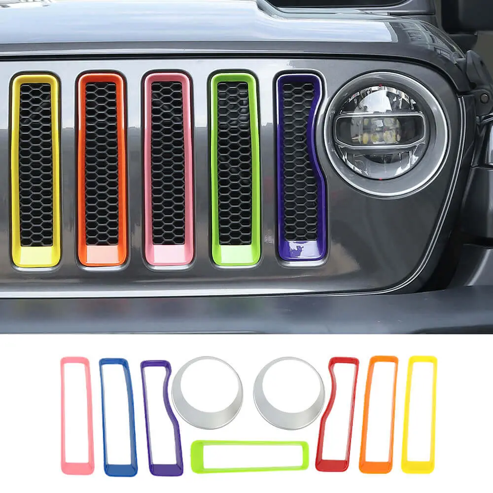 For 2018-2023 Jeep Wrangler JL Sport 7 Colors Grille Inserts & Headlight Bezels Trim(Does Not Fit 4XE Variants) - Image 10