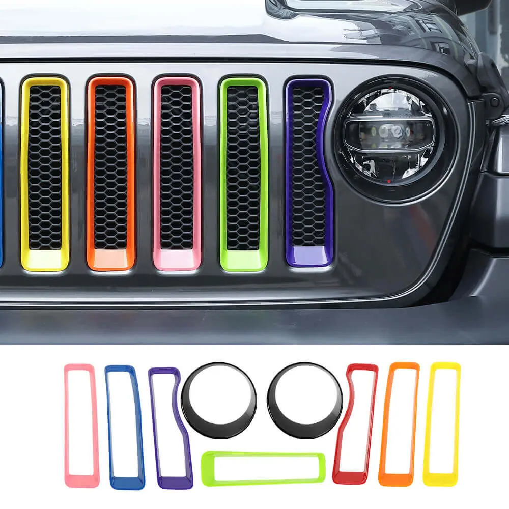 For 2018-2023 Jeep Wrangler JL Sport 7 Colors Grille Inserts & Headlight Bezels Trim(Does Not Fit 4XE Variants) - Image 11
