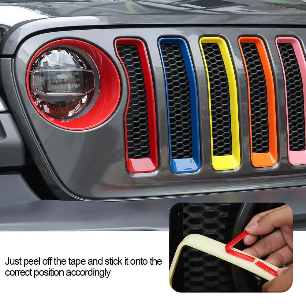 For 2018-2023 Jeep Wrangler JL Sport 7 Colors Grille Inserts & Headlight Bezels Trim(Does Not Fit 4XE Variants) - Image 4